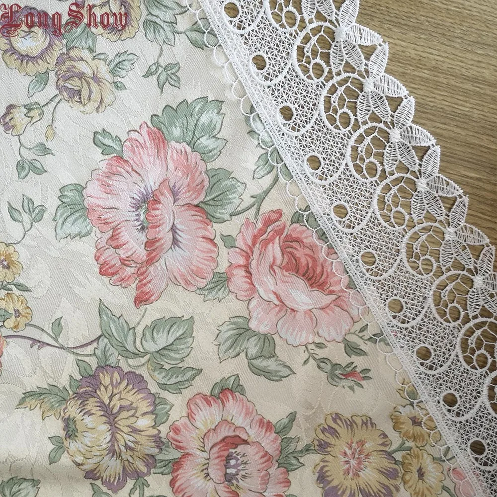 pink floral Цветочный стиль современный настольная дорожка мягкая жаккардовая ткань вышитая кружевная отделка красный желтый зеленый цвет - Цвет: pink floral