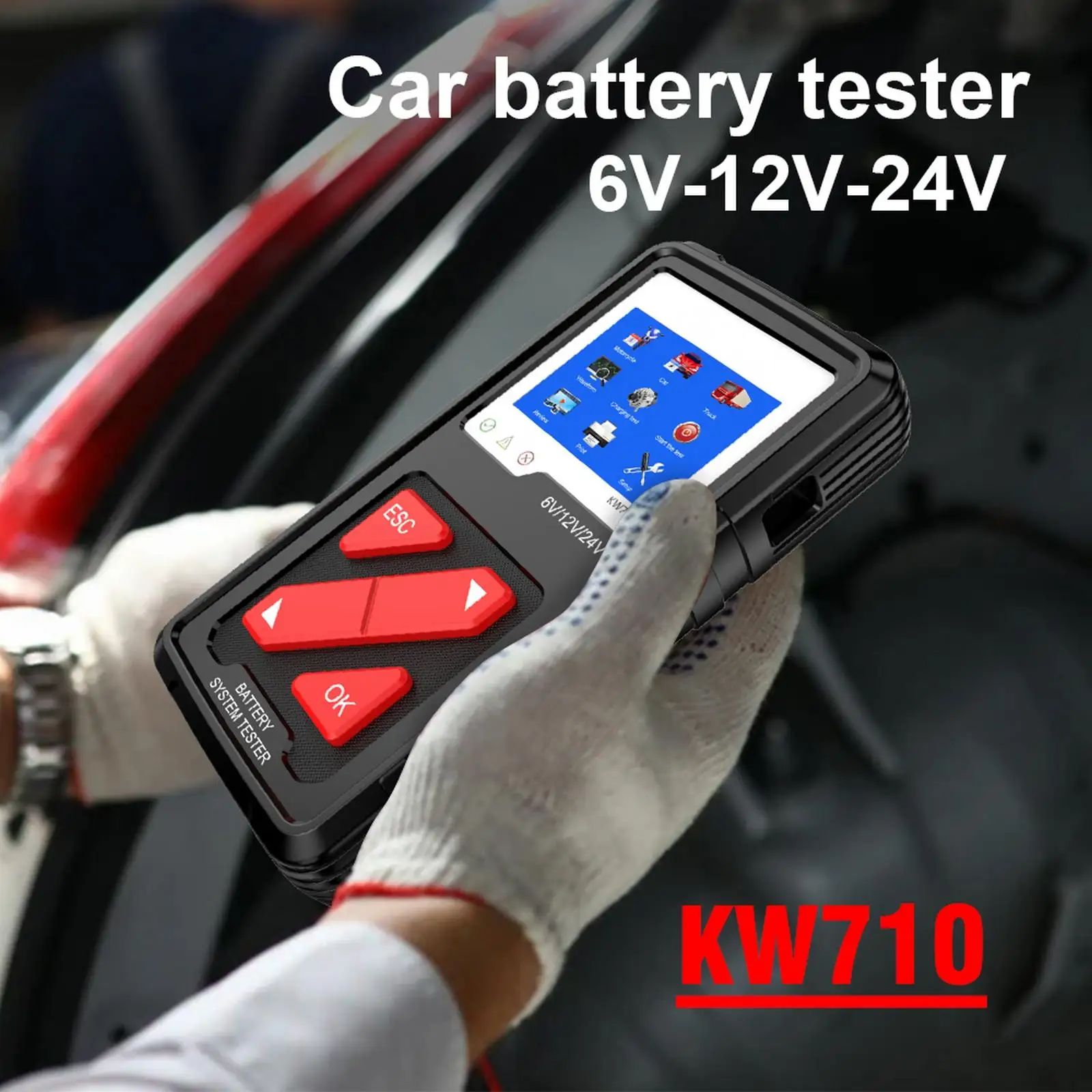 

Тестер аккумулятора KW710 для мотоцикла, автомобиля, грузовика, 6 в, 12 В, 24 В, анализатор аккумулятора автомобиля, 2000 CCA, инструмент для тестирова...