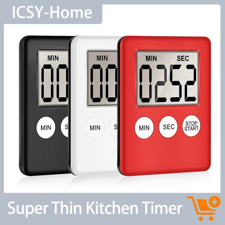 Super Thin Kitchen Timer LCD Digital Screen Square Cooking Count Up Countdown Alarm Magnet Clock Temporizador | Дом и сад