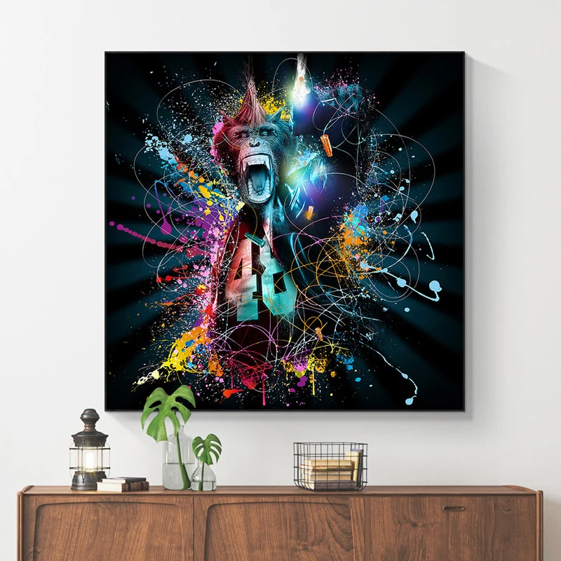 

Graffiti Music Street Pop Art Gorilla Monkey Canvas Painting Wall Posters and Prints Cuadros Wall Art Picture for Living Room