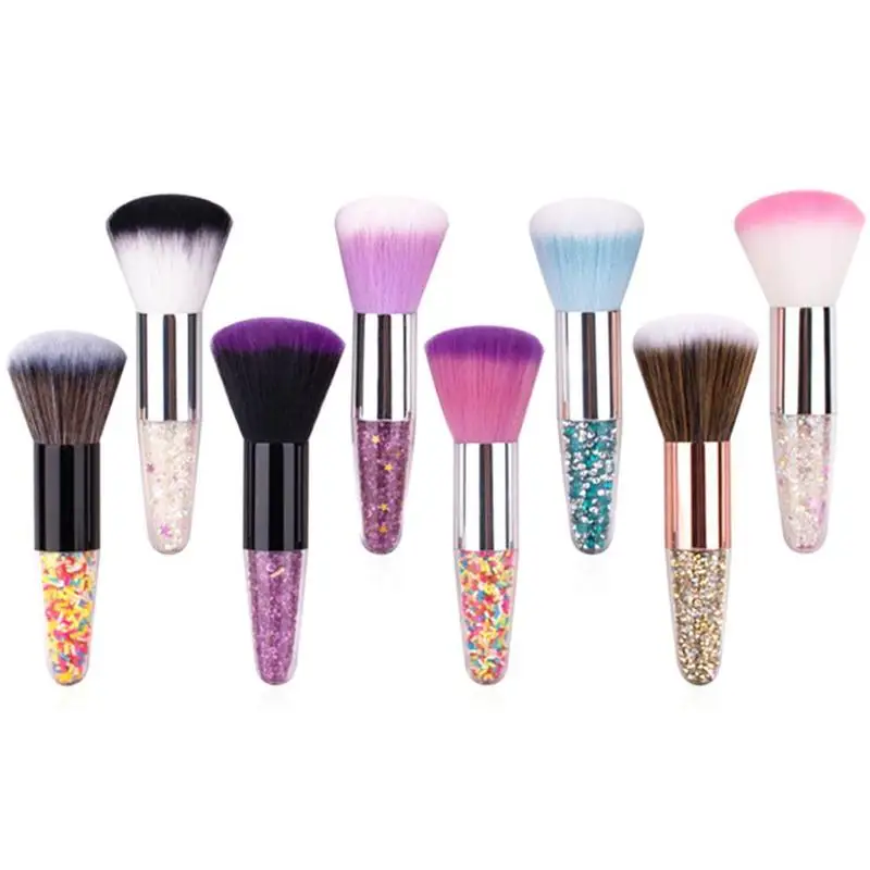 

Single Tapered Crystal Diamond Grain Transparent Handle Powder Loose Makeup Brush Brushes Blush Makeup Kit Flat Brush Tool B7E2