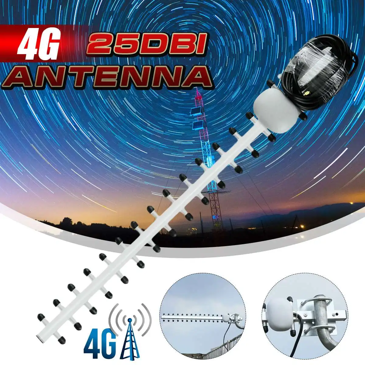 

2.4GHz LTE WiFi Antenna 25dBi RP SMA Yagi Antenna Outdoor Wireless Antenne Directional Booster Amplifier Modem RG58 1.5m Cable