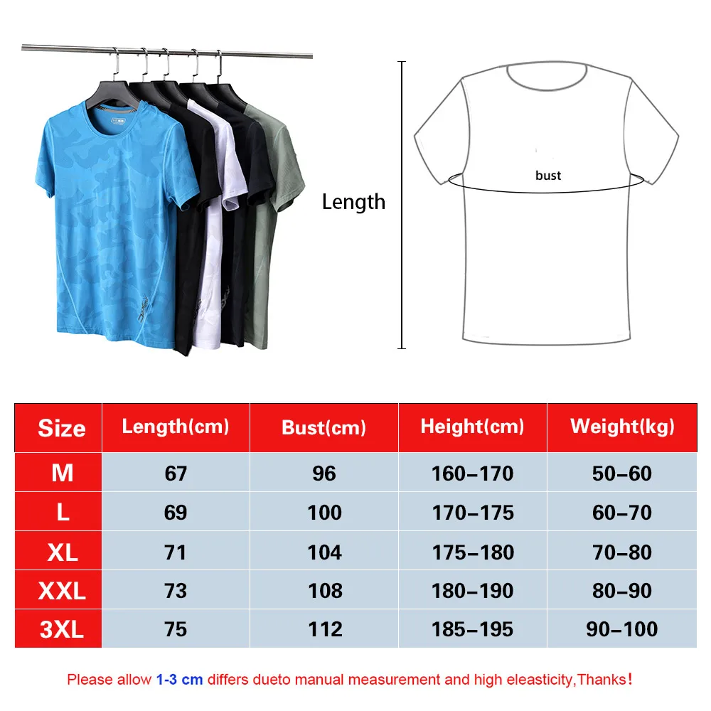 Men's Running T-Shirts, Quick-Drying Fitness Sports T-Shirts, Gymnastic Running Shirts, T Shirt for Men,Printing Football Shirts