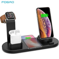 fdgao 4 in 1 wireless charging stand for apple watch 7 6 iphone 13 12 11 x xs xr 8 airpods pro 10w qi fast charger dock station