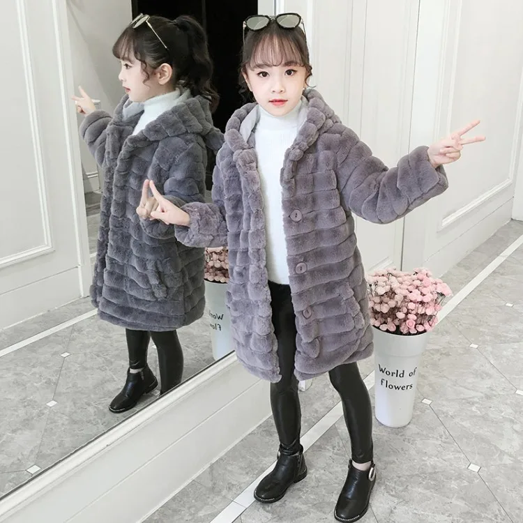 Детская куртка с капюшоном PPXX для девочек зимняя длинная парка искусственным