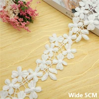 5cm wide luxury white hollow out embroidery flowers dress collar lace trim fringe ribbon diy apparel wedding home sewing decor