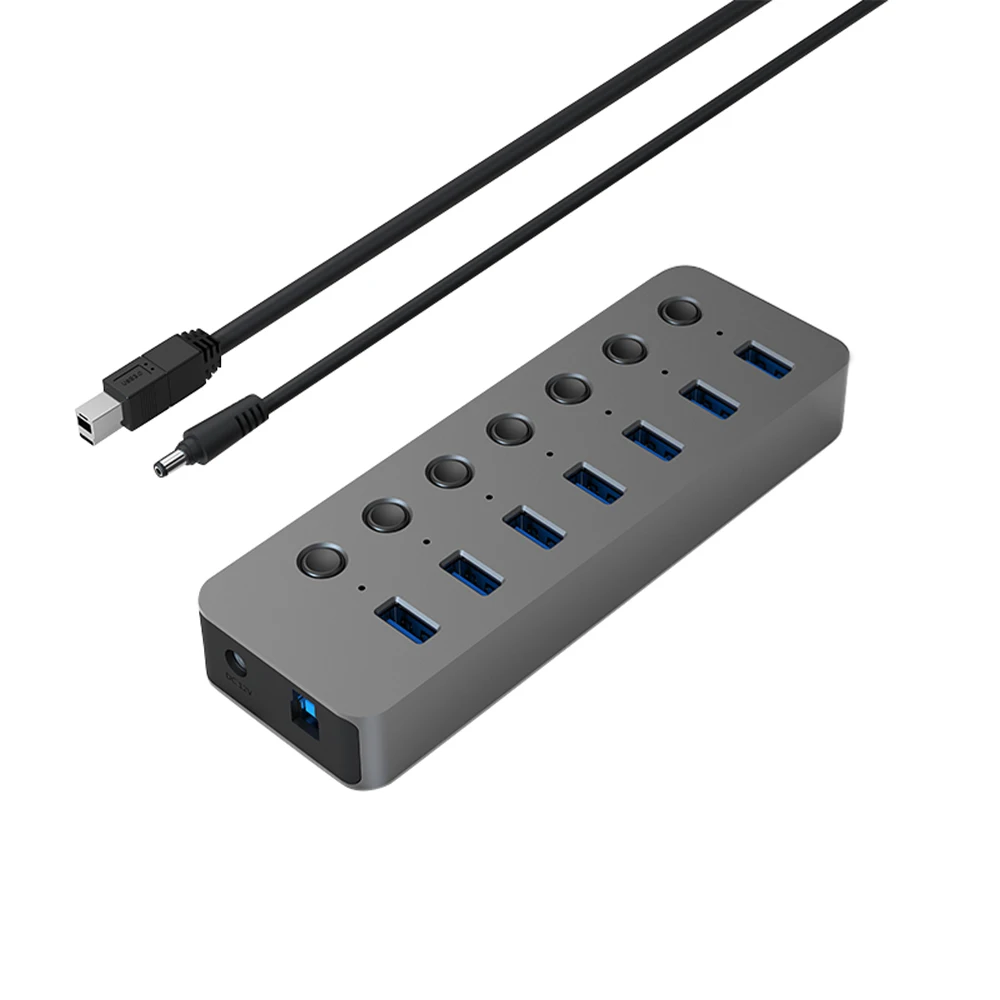 

New USB Hub 3.0 USB Aluminum Alloy 7/10 Port High Speed Transmission Splitter Independent Switch Adapter for Pc Accessories