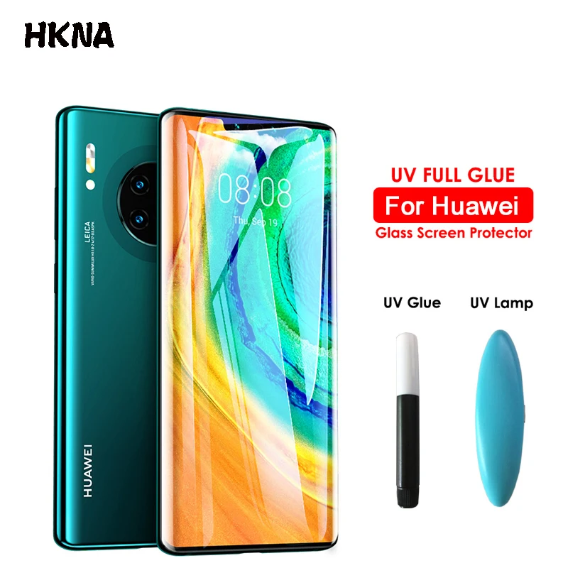 УФ жидкое изогнутое закаленное стекло с полным клеем для P30 Pro Lite P20 Mate30 20 Защитная