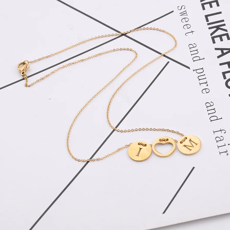 3 шт./компл. алфавитные ожерелья с буквой и подвеской для женское дисковое буквы