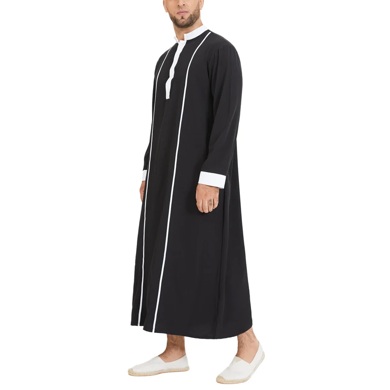 

Мужской исламский арабский кафтан, мусульманская одежда с длинным рукавом, абайя в стиле пэчворк, модная мужская одежда из Саудовской Арави...