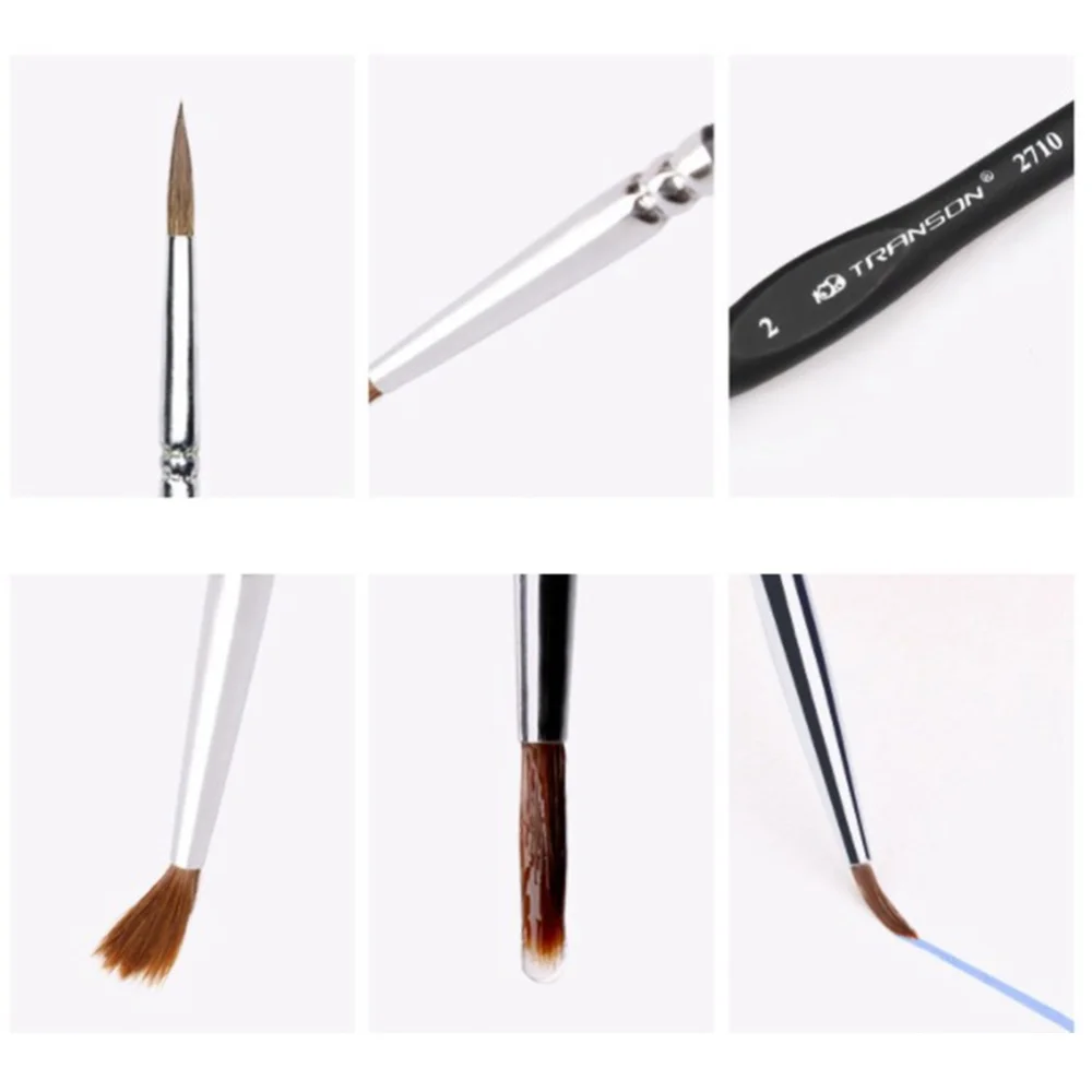 

6Pcs Diverse Sizes Weasel Hair Brushes Set with Triangular Handle for Detail Art Painting Miniatures Acrylic Watercolor Oil Goua