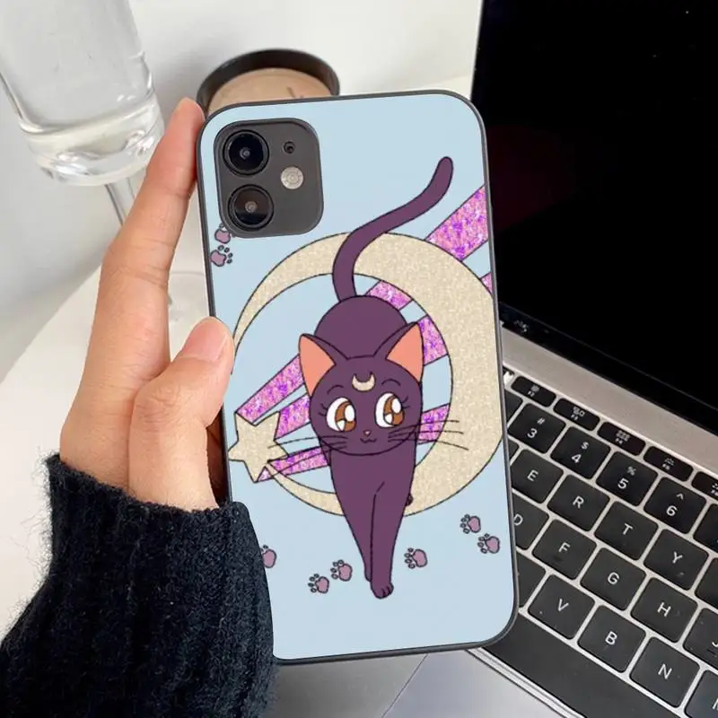 

Anime Japan Sailor Moon Cat Phone Case for iPhone 8 7 6S Plus X 5S SE 2020 XR 11 12 mini pro XS MAX