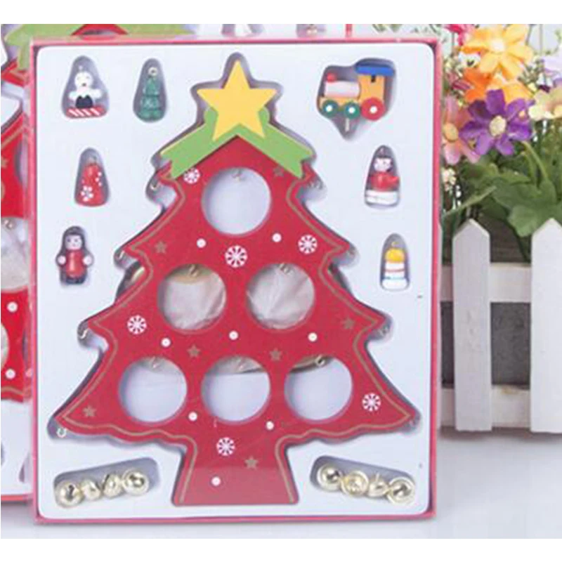 Рождественские Поделки орнамент деревянный Рождественское дерево подвесное