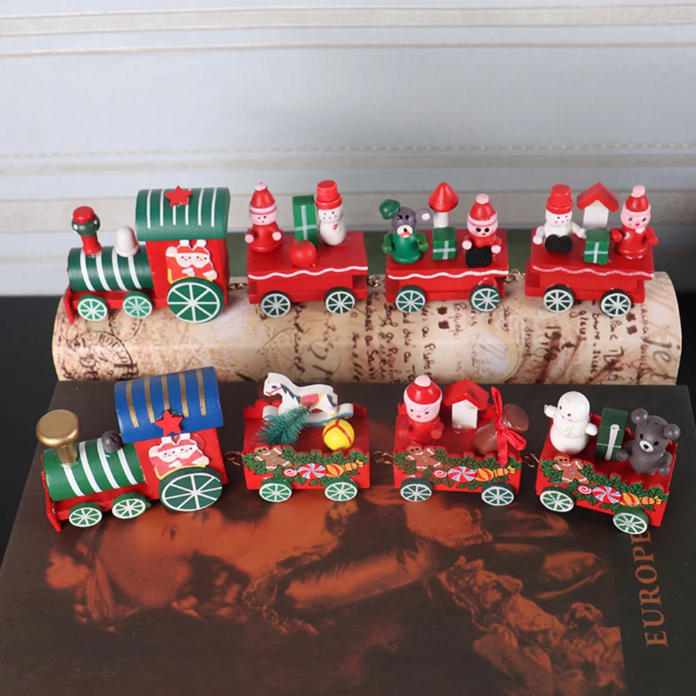 Мини рождественские деревянные игрушки поезд рождественский инновационный
