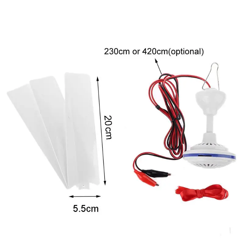 

DC 12V to DC 85V 6W Ceiling Fan Air Cooling Adjustable Speed Hanging Fan 19.6" for Bed Home Camping Outdoor Tent Barbecue Picnic