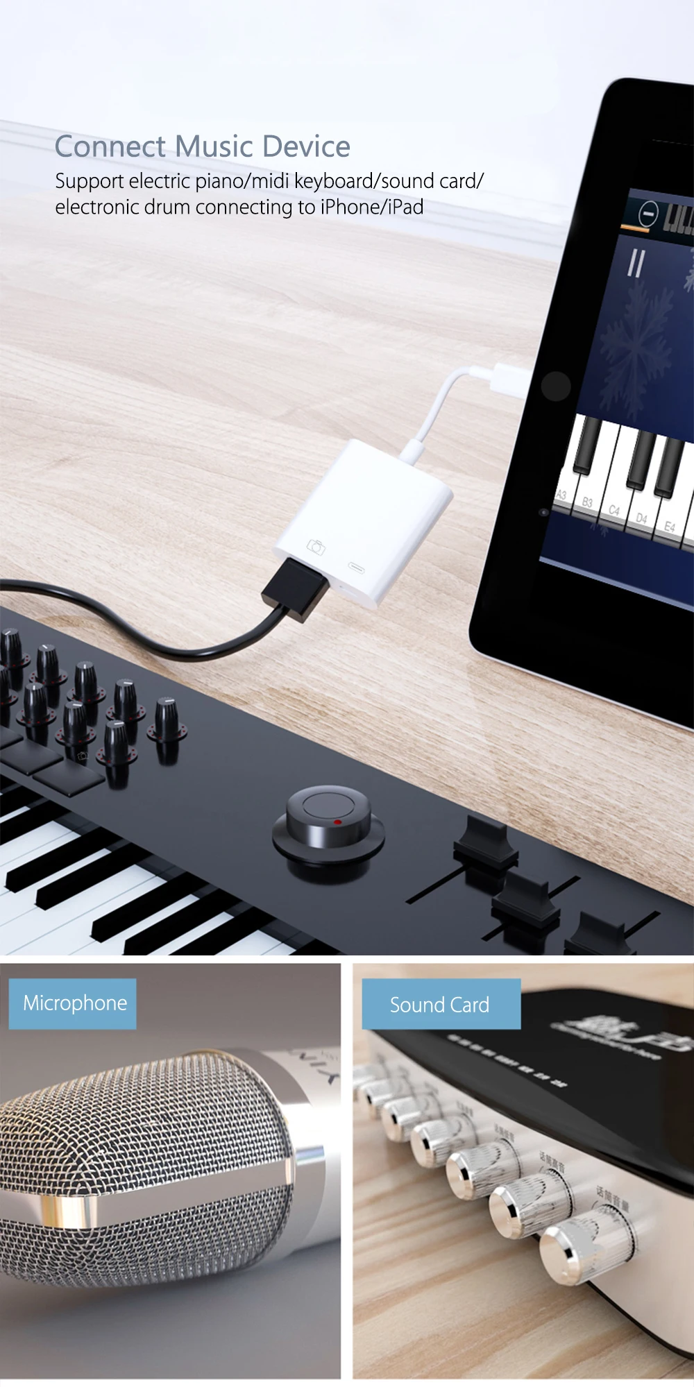 Для iPhone iPad Lightning OTG конвертер USB Micro адаптер MacBook компьютерный ридер type-c коннектор для передачи данных