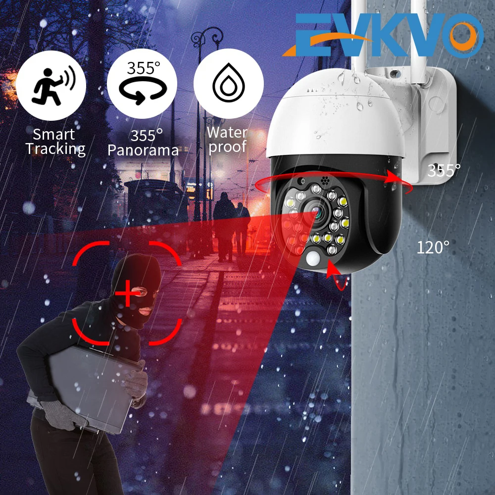 IP камера видеонаблюдения EVKVO 1080P Wi Fi PTZ 4 кратный зум|Камеры видеонаблюдения| |