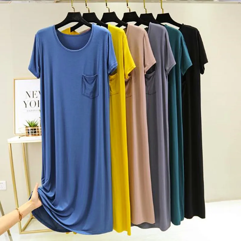 New spring summer night dress women short sleeve nightshirt modal cotton sleepwear nightgowns loose night gown female nightdress