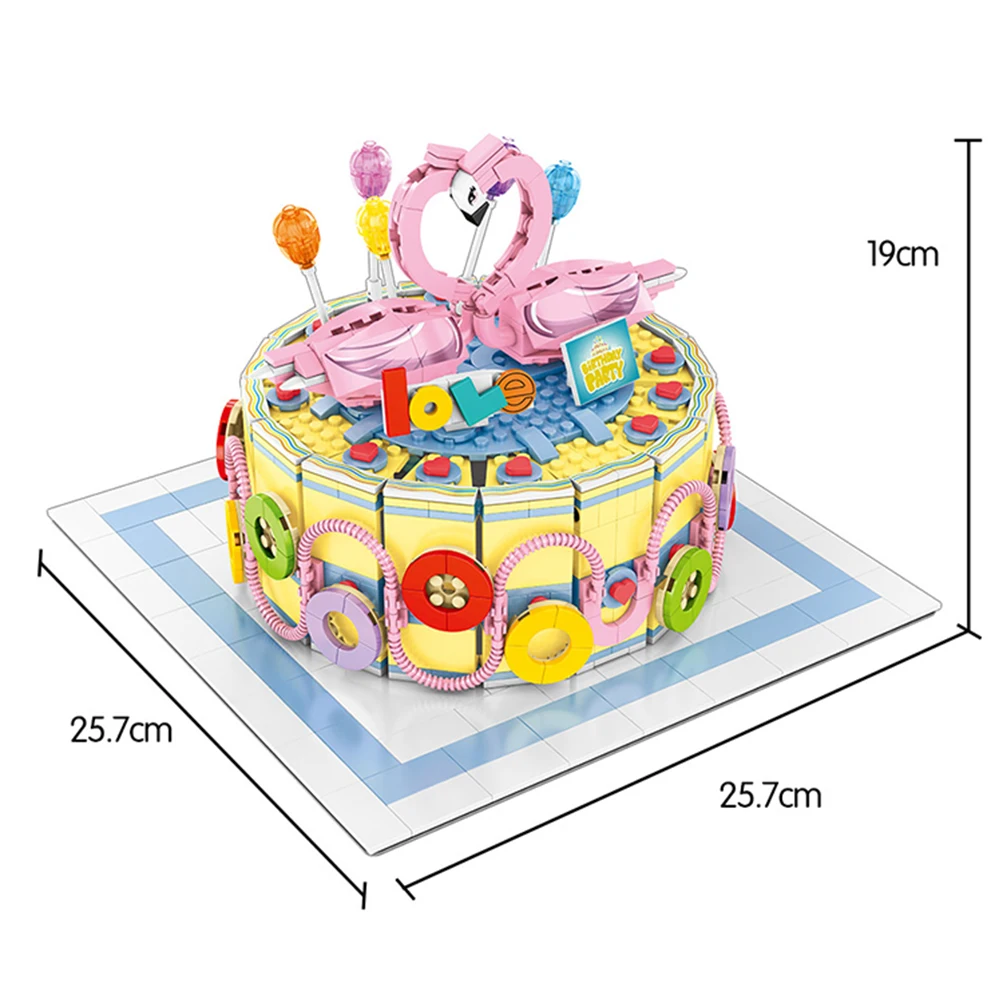 

SEMBO Friend Series Idea Flamingo Cake Building Blocks Happy Birthday DIY Figures Bricks Educational Toys Gifts For Children