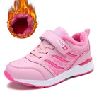 Детские кроссовки 2019, зимняя рабочая обувь для маленьких девочек, кроссовки, плюшевая теплая обувь, спортивные кроссовки, Розовая обувь