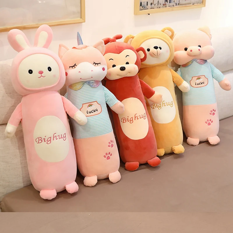 

Rabbit Pig Unicorn Bear Monkey Long Pillow Plush Toy Soft Cushion Stuffed Animals Doll Sleep Sofa Decor Kawaii Gifts for Kids