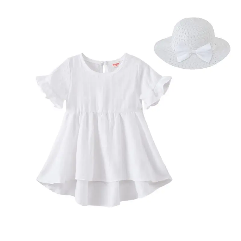 Футболки для девочек в Корейском стиле топы с короткими рукавами Однотонная