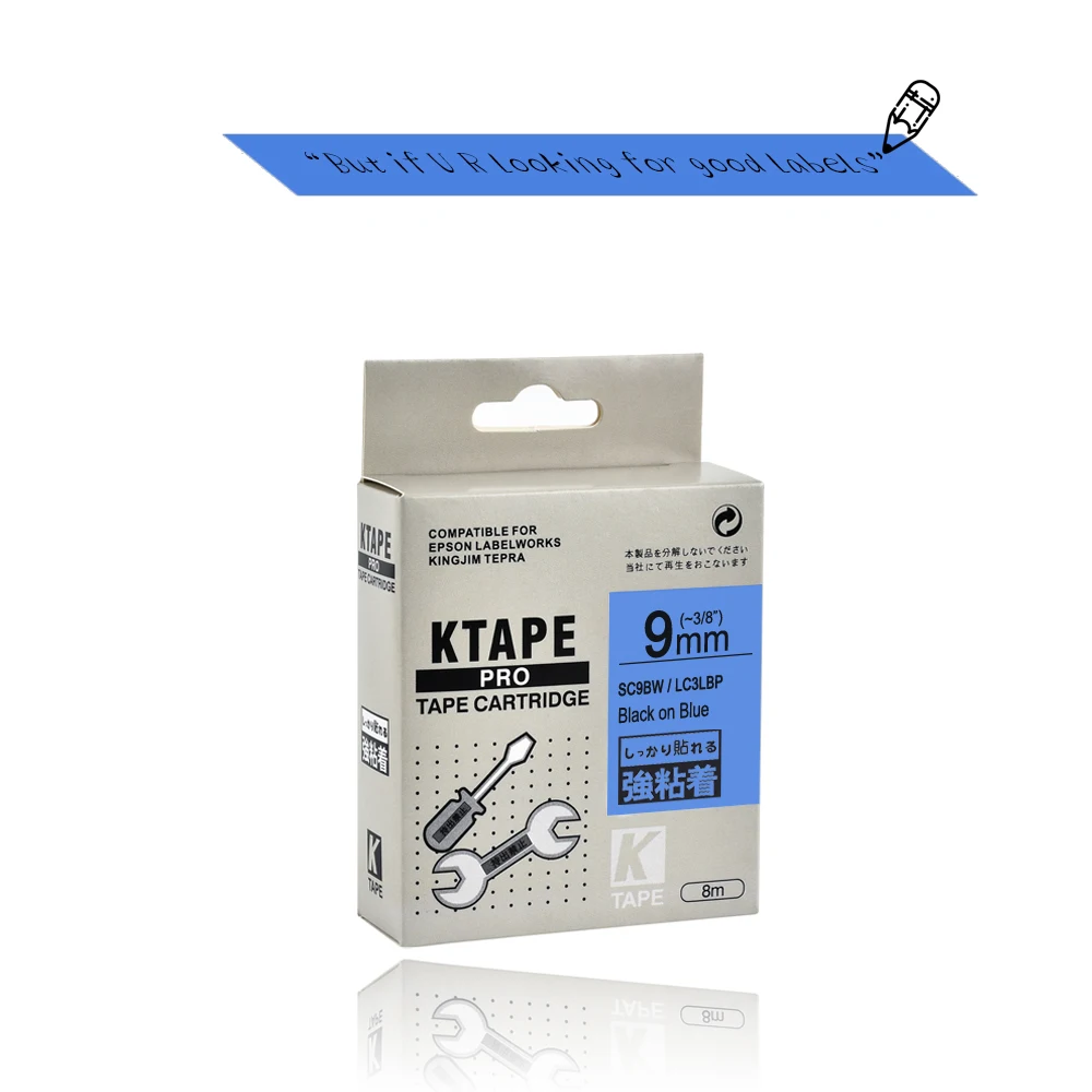 CIDY 9 мм черный на голубом SC9BW/LC-3LBP LC-3LBP9 лента для этикеток kingjim/epson Для LW300 LW400 LW-600P