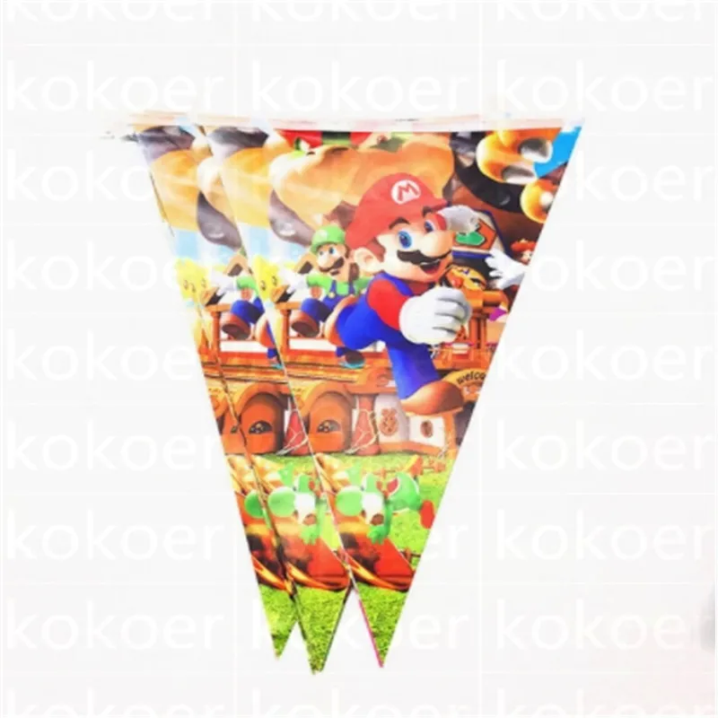Mario Bros складные pinata Mario Bros вечерние украшения для игры Забавные товары для дня рождения Супер Марио пината - Цвет: banner 10 pcs