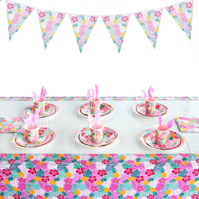 Гавайи участник Luau Розовый фламинго бумажная салфетка под тарелку кружку для