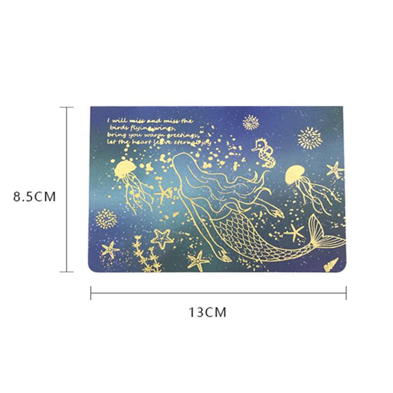 5pcs/lot cartoon little mermaid planet greeting card thank you birthday christmas envelope writing paper stationery | Дом и сад