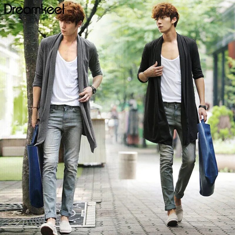 Мужские толстовки и свитшоты новинка 2019 длинный кардиган с воротником-шалью