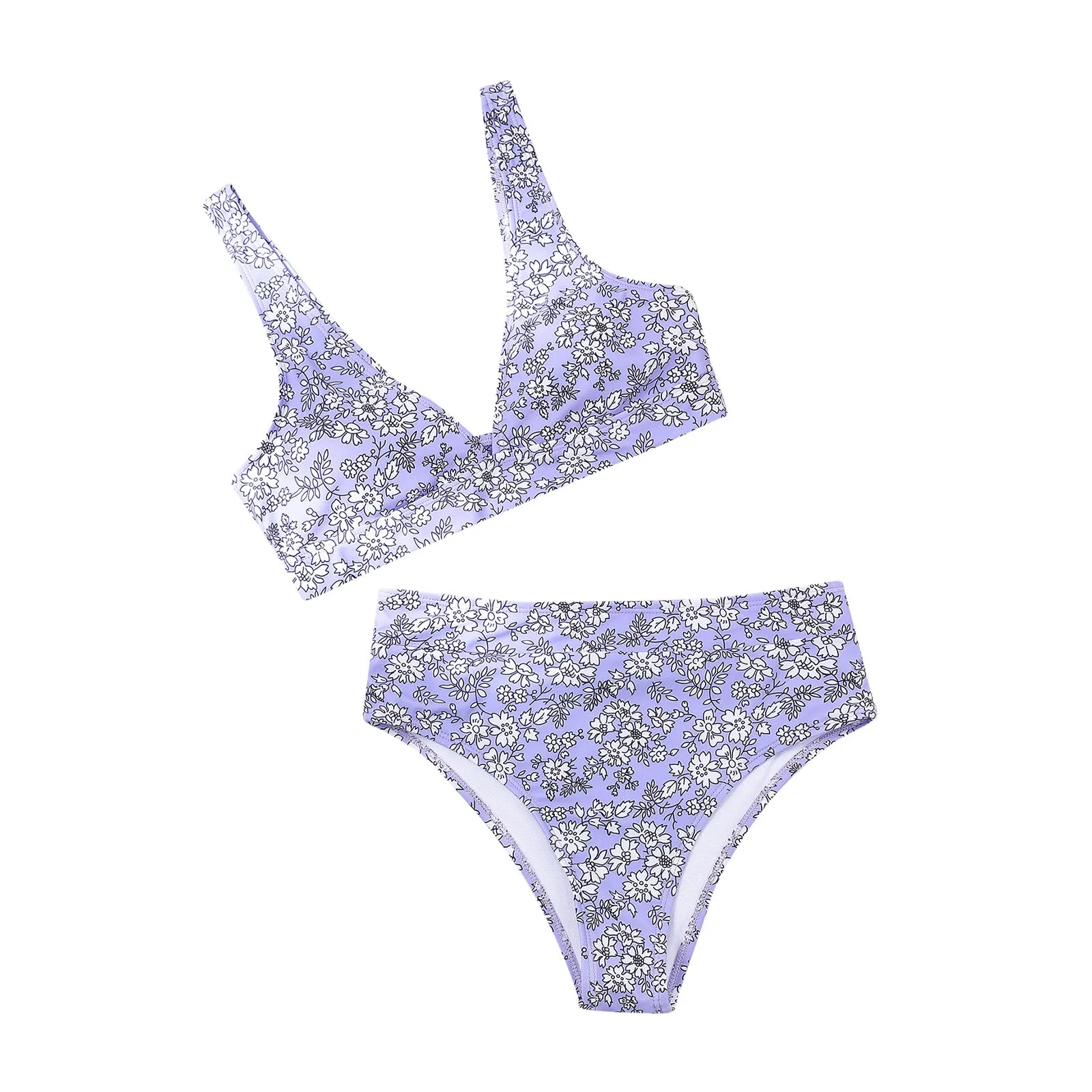 

2021 Sexy Swimsuit Bikini-set Up Women Fashion Print High Waist Bikini Set Two Piece Swimsuit Female Trajes De Bao De Mujer