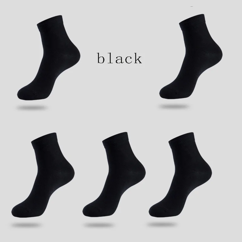 black Высококачественные мужские хлопковые носки новые 5 пар/партия черные деловые дышащие дезодоранты теплые осенние и зимние подходят для мужчин - Цвет: black
