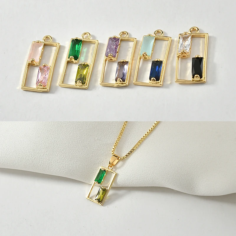 2 шт. циркониевые прямоугольные подвески из меди 18 К | Украшения и аксессуары