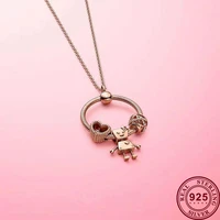 100 925 sterling silver 1 1 rose gold mermaid letter o pendant pan necklace female for women wedding gift fashion jewelry