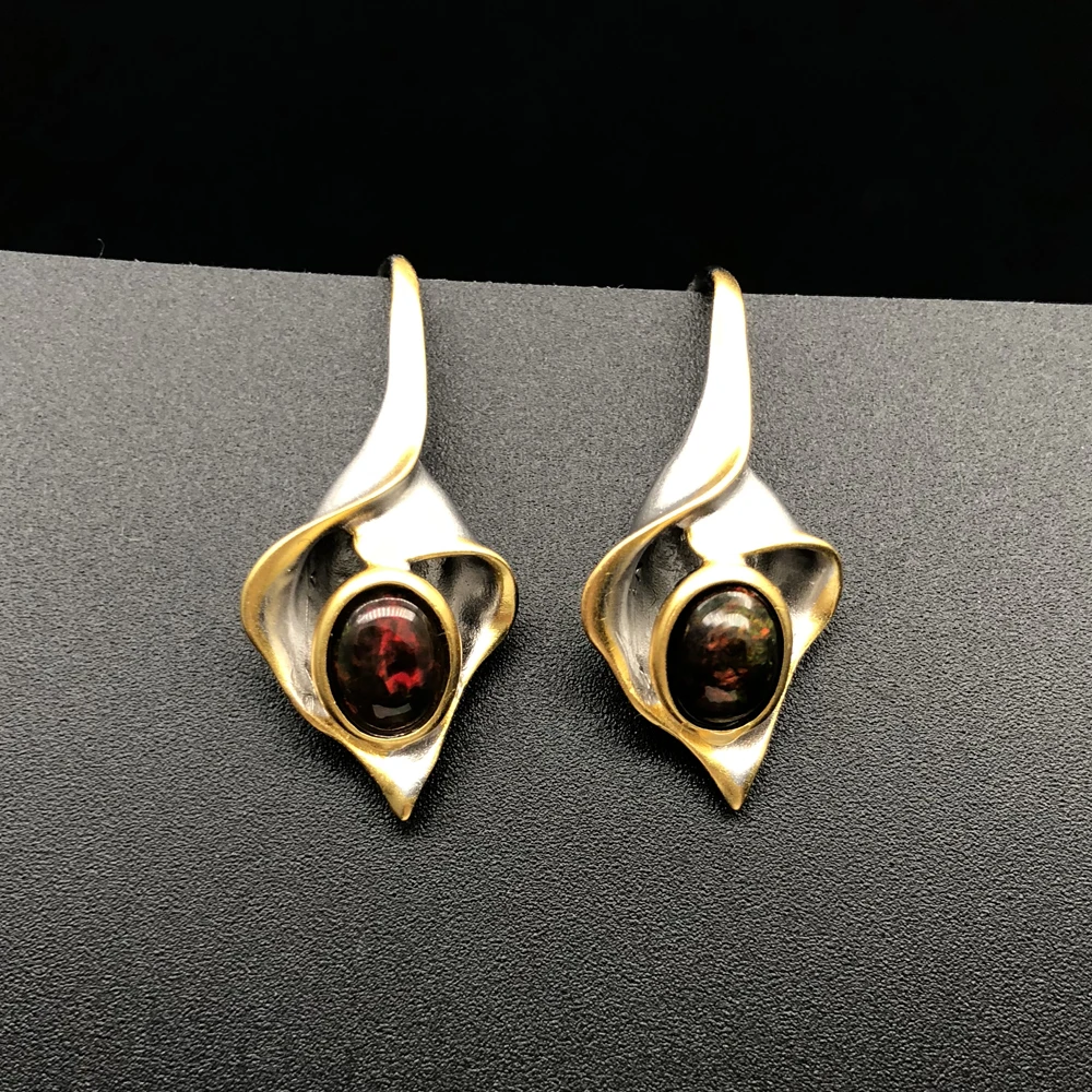 Top quality opal earrings natural gemstone fine jewelry 925 sterling silver unique design for girls fine jewelry tbj promotion
