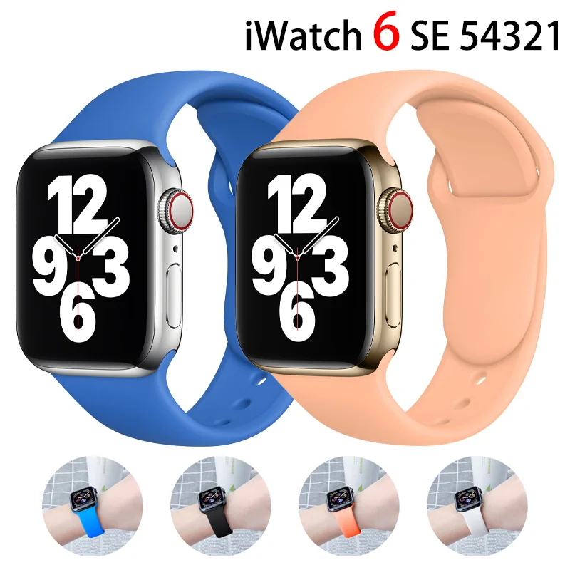 

Strap For Apple watch Band 4mm 40mm 38mm 42mm Smartwatch Rubber Sports Silicon bracelet Belt iWatch Series 3 4 5 6 SE