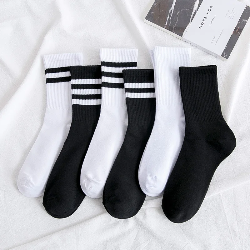 

Mid Tube Socks Casual Style Striped Nice Gift Unisex Short Sox Cotton Crew Socks