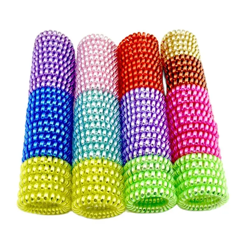 

Lots 100 Pcs Colorful TPU Elastic Hair Band Girl Rubber Telephone Wire Ties Rope Hairbands Accessories Size 5.5 CM