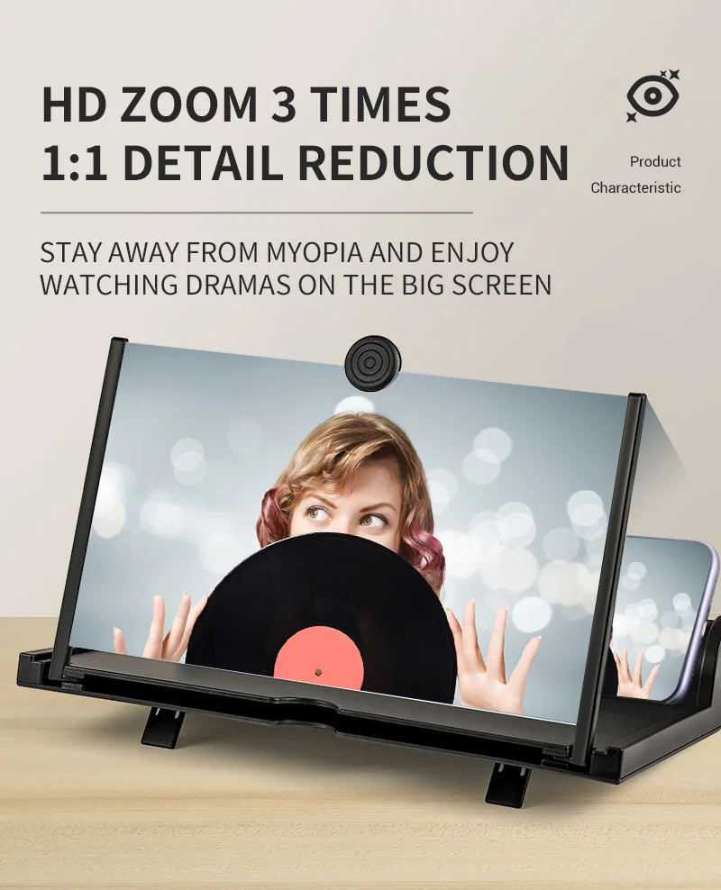 AMPLIFICADOR DE PANTALLA 3D para tel&eacute;fono m&oacute;vil, ampliador de pantalla de 12 pulgadas, Altavoz Bluetooth, soporte de amplificador de v&iacute;deo y pel&iacute;culas de escritorio, novedad de 2021-5