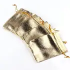 100 золотистого цвета тканевые сумки с 12x9 см Упаковка для ювелирных изделий Подарочные Сумки на шнурке и свадебные мешочки для ювелирных изделий