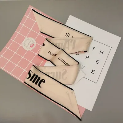 Si vous aimez i'mour vous aimerez le surrealisme шарф натуральный шелк чокер шея лента повязка на голову сумка шарфы-ручки KZSBD179 - Цвет: Pink