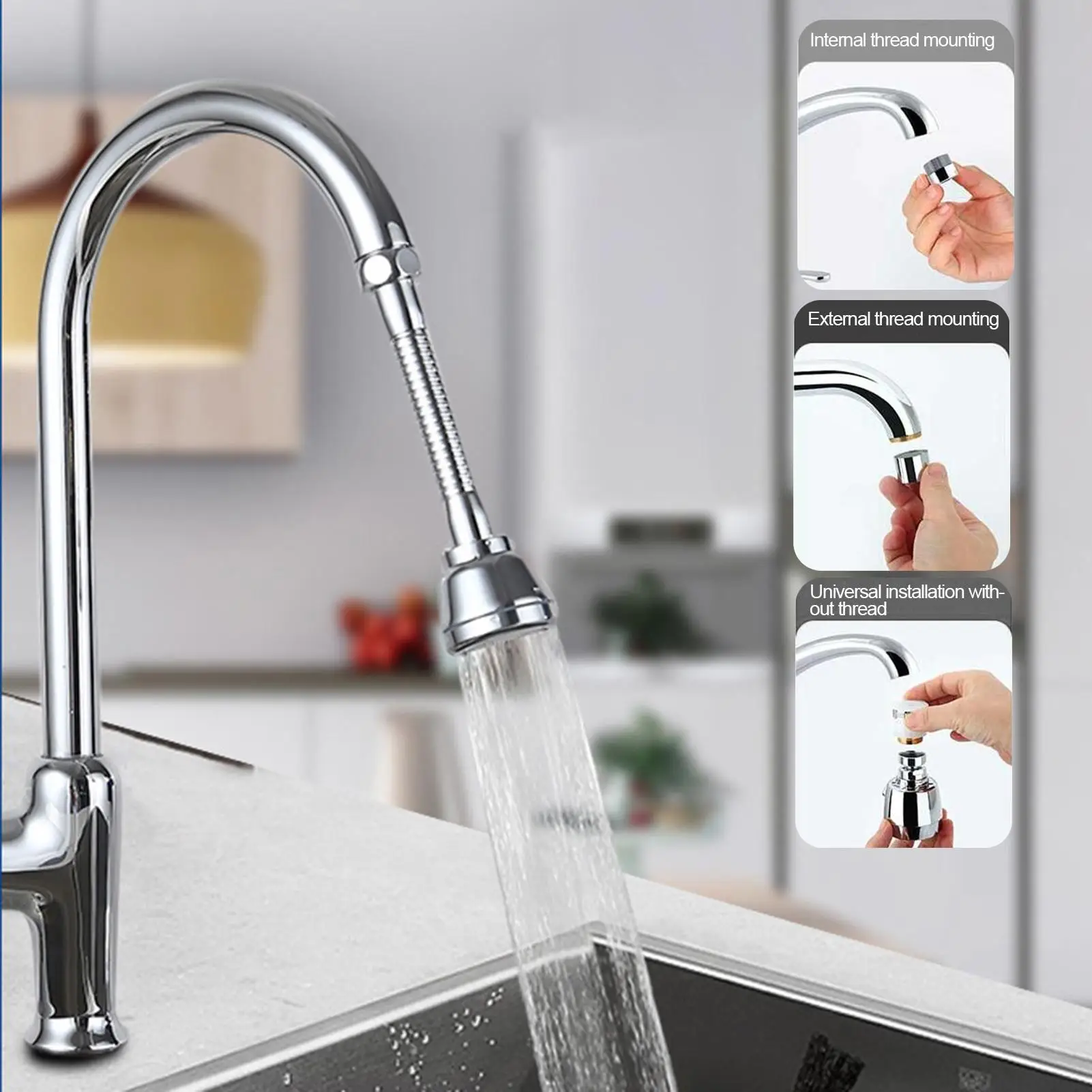 

Transparent Water Sink Filter Sprayer Pressurized Faucet Extender Water Saving Filter for Kitchen