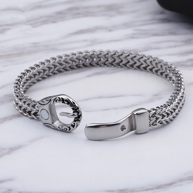 KALEN нержавеющая сталь сетка цепь браслеты для мужчин полированная металлическая