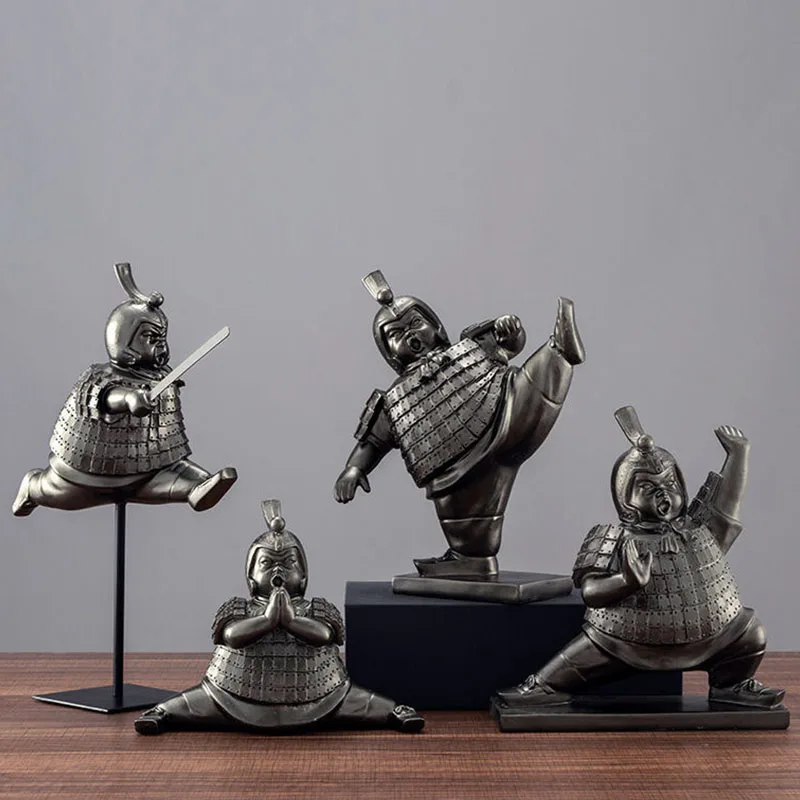 

Chinese Bronze Ancient Warrior Figure Artware Character Sculpture Home Decoration Accessories Modern Art Resin Statue Ornament