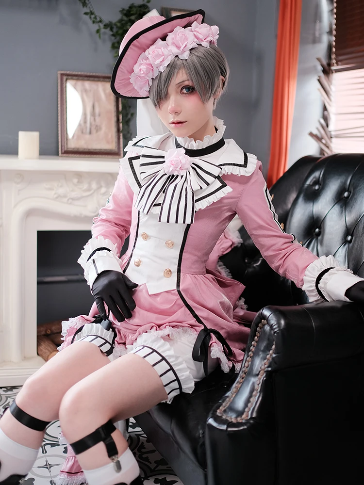 Новинка! Черный Дворецкий Ciel Phantomhive Лолита розовый карнавальный костюм новая ткань