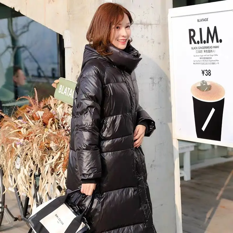 

Women 2020 Fashion Winter White Down Jacket Female Long Loose Solid Color Thick Warm Ladies Jackets zip fur collar Outwear P29