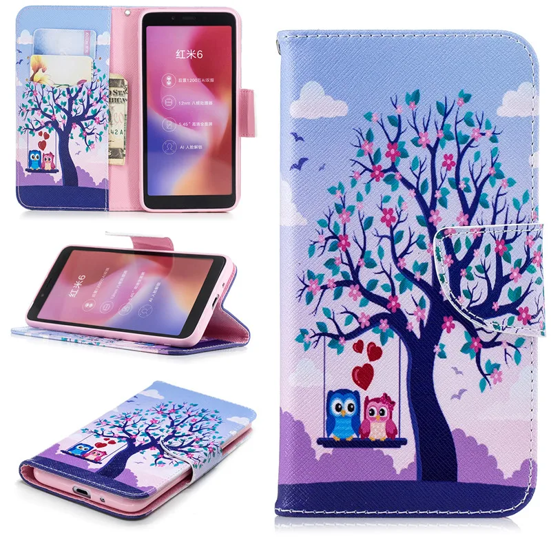 Чехол-книжка с пандой совой бабочкой для Xiaomi Mi A2 Lite 9T Redmi 8 7 6 5 8A 7A 6A Note 4 4X 8T K20 Pro |