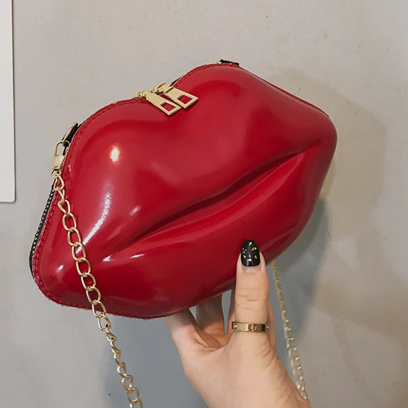 Женский красный клатч губы сумка женская Pu кожаная на плечо с цепочкой Bolsa