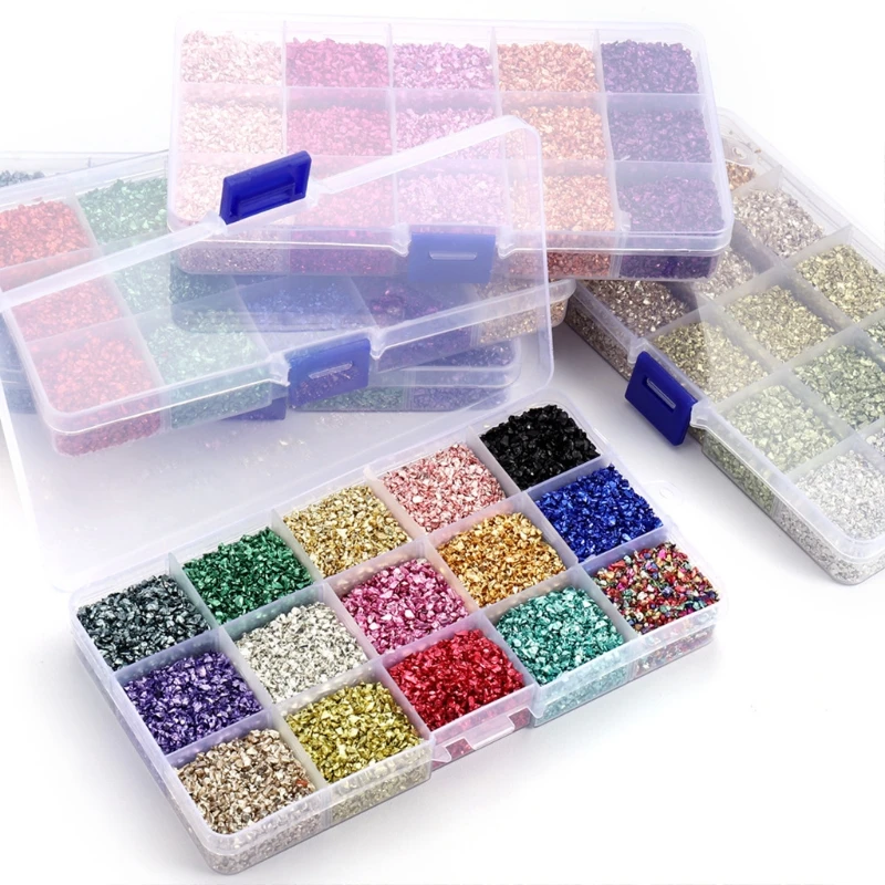 

1 Box Glass Crushed Stones Glitter Irregular Glass Chips Epoxy Resin Mold Filler Nail Art Decoration DIY Crafts Jewelry Making F